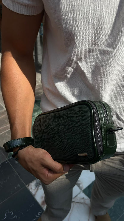 Puro Verde Squalo crossbody in pelle di squalo